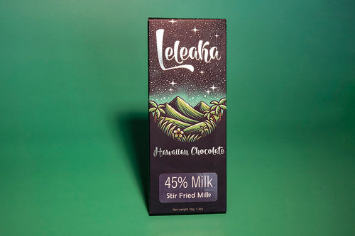 Leleaka stir fried milk bar packaging on green background